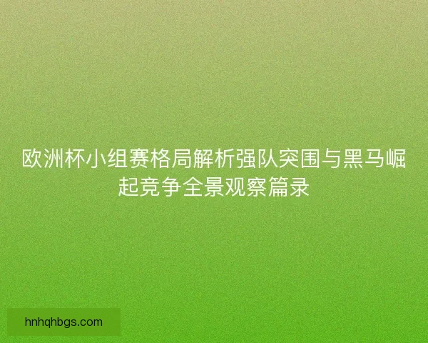 欧洲杯小组赛格局解析强队突围与黑马崛起竞争全景观察篇录
