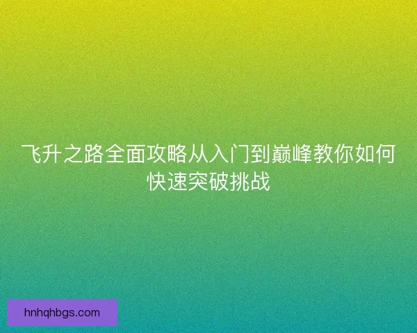 飞升之路全面攻略从入门到巅峰教你如何快速突破挑战
